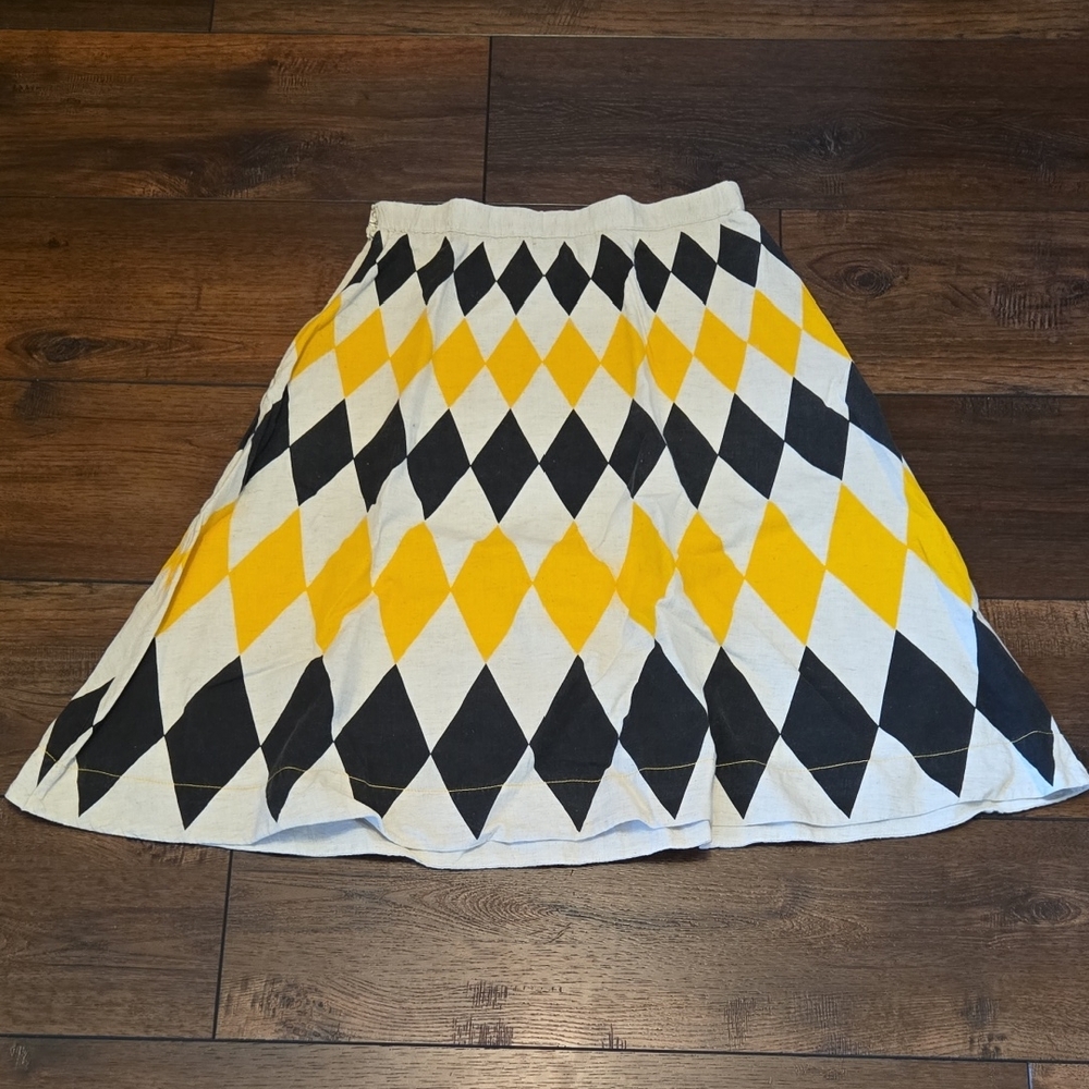 Yellow and Black Diamond Pattern Skirt
